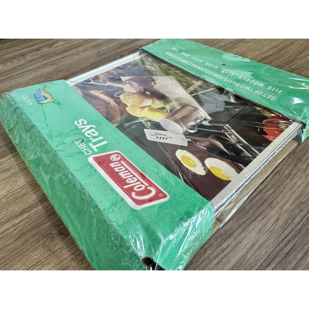 Vintage Coleman Chef Trays 413-731 NOS Set of 2 Camp Stove Side Shelves Sealed - Picture 7 of 9